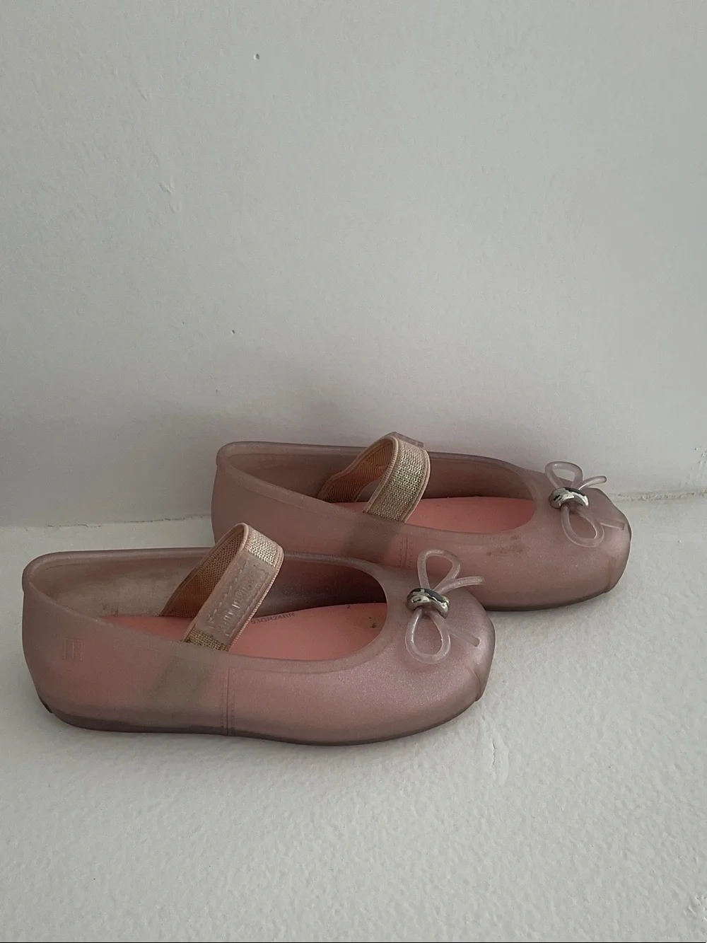 Mini Melissa Pink Jelly Mary Jane Shoes with Gold Strap